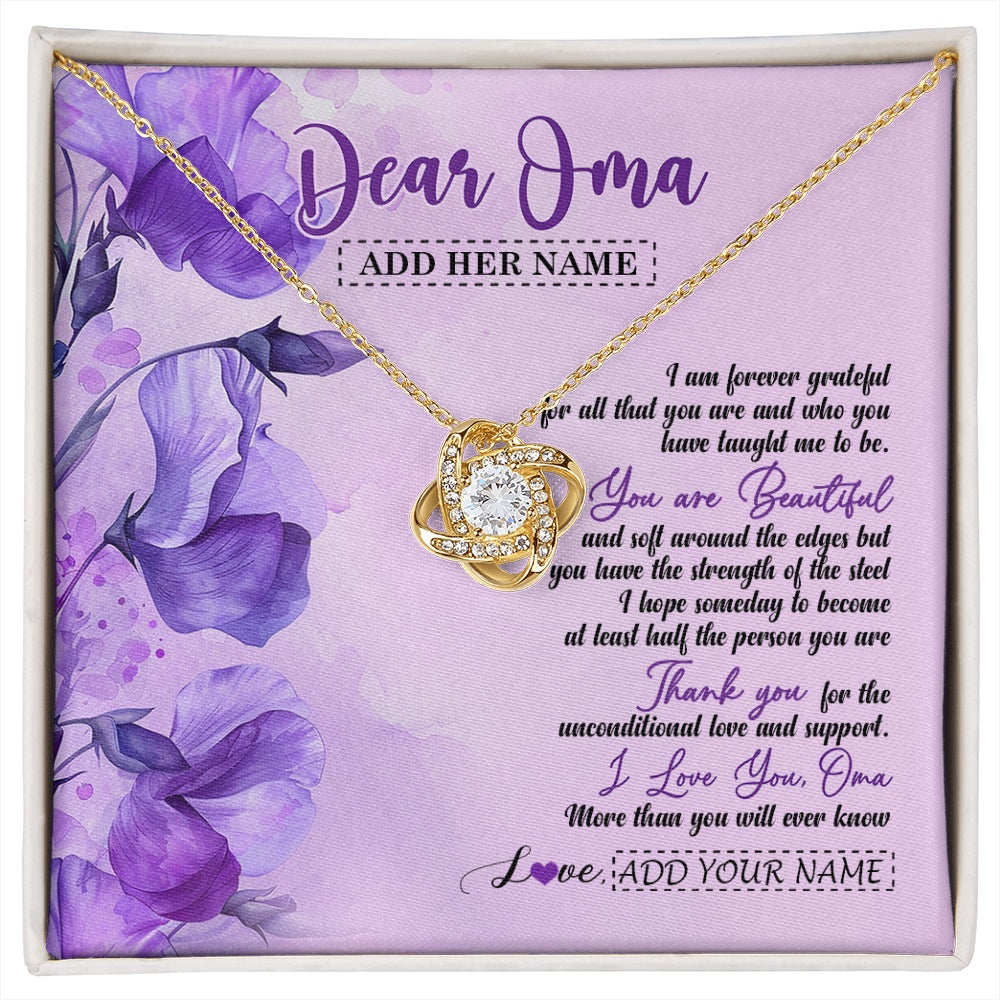 Love Knot Necklace 18K Yellow Gold Finish | 1 | Personalized To My Oma Gifts From Granddaughter Grandson Necklace Flower You Are Beautiful Gifts For Oma Mothers Day Birthday Christmas Gift Box Message Card | siriusteestore.myshopify