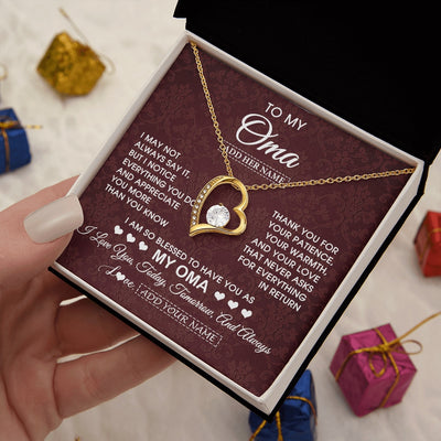 Forever Love Necklace 18K Yellow Gold Finish | 2 | Personalized To My Oma Gifts From Granddaughter Grandson Necklace Meaningful Jewelry Pendant Gifts For Oma Mothers Day Birthday Christmas Gift Box Message Card | https://siriusteestore.