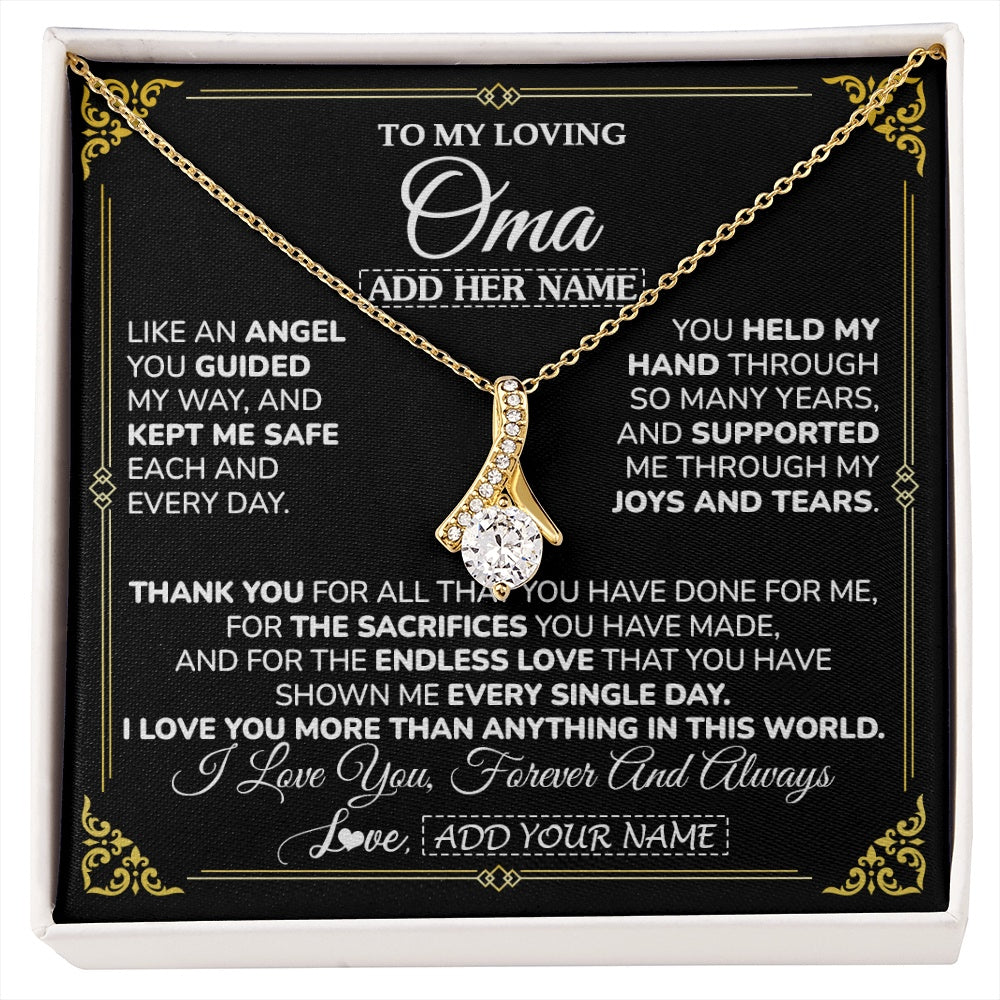 Alluring Beauty Necklace 18K Yellow Gold Finish | 1 | Personalized To My Oma Necklace Gifts Meaningful Gift To Oma From Granddaughter Without You There Is No Me Mothers Day Birthday Gift Box Message Card | https://siriusteestore.