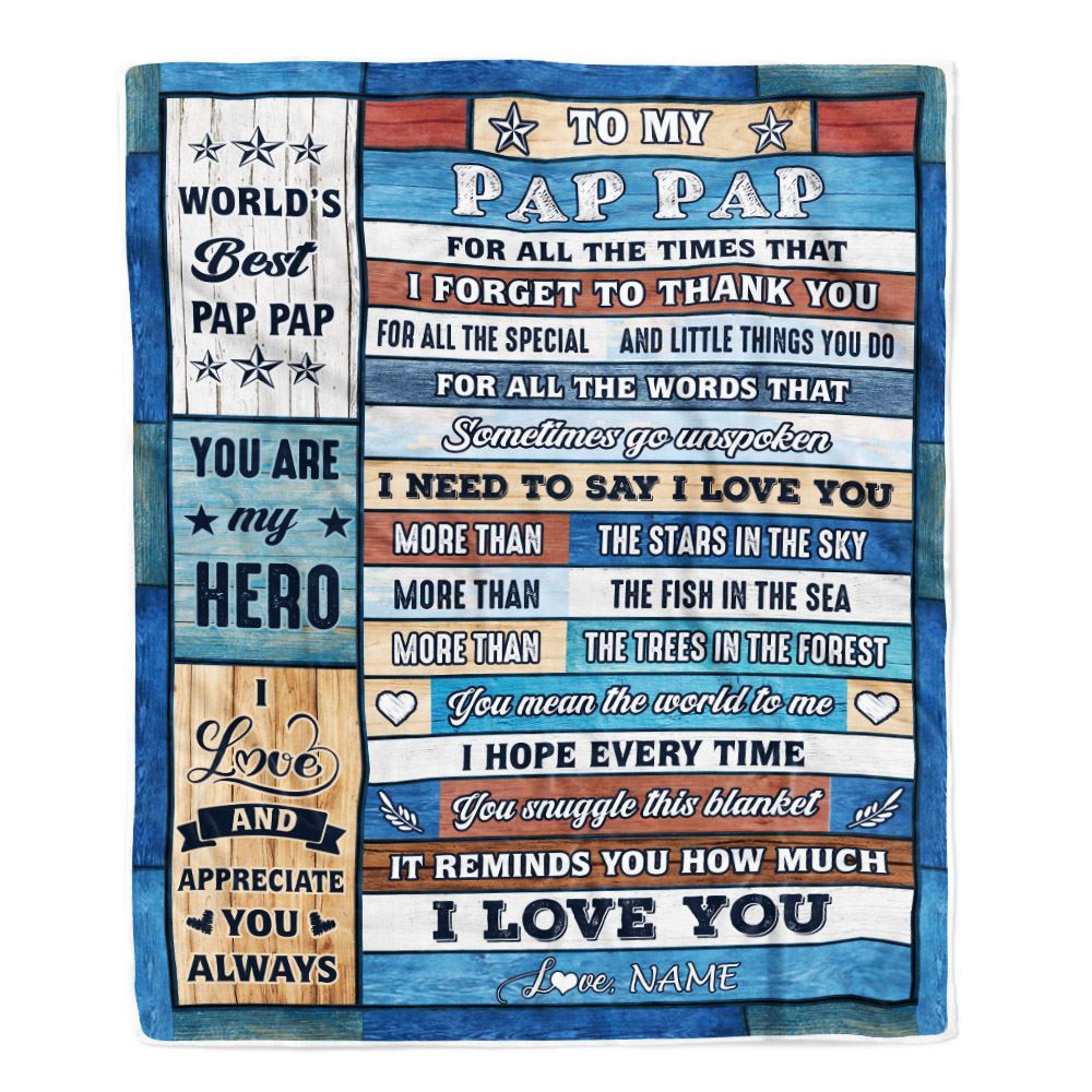Personalized To My Pap Pap Blanket From Grandchildren Grandkids Wood Best Gifts For Great Pap Pap Birthday Fathers Day Christmas Customized Fleece Blanket | siriusteestore