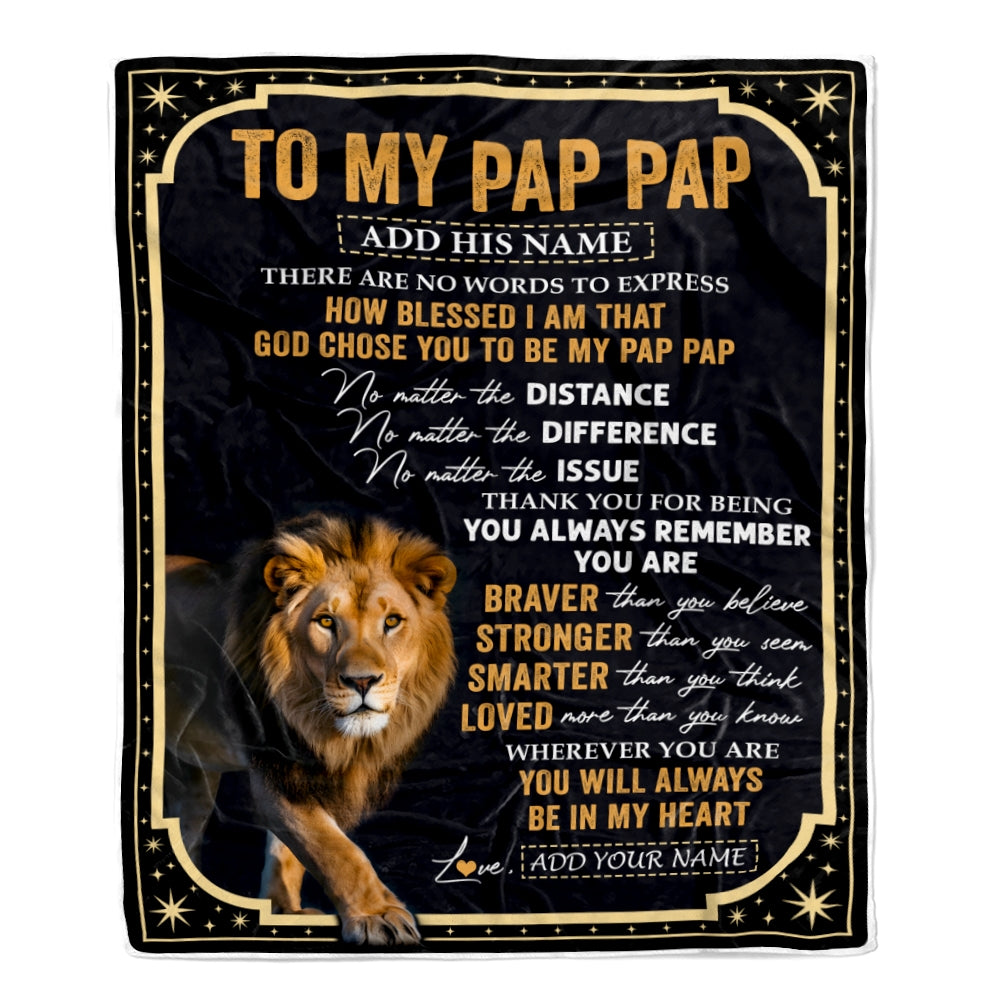 Personalized To My Pap Pap Gifts For Birthday From Grandson Grandkids Inspirational Lion Gifts For Pap Pap Blanket Birthday Idea Fathers Day Fleece Blanket | siriusteestore