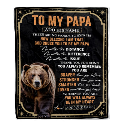 Personalized To My Papa Gifts For Birthday From Grandson Granddaughter Inspirational Bear Gifts For Papa Blanket Birthday Idea Fathers Day Fleece Blanket | siriusteestore