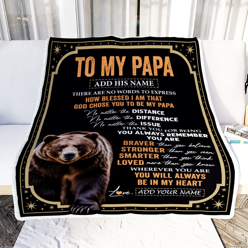 Personalized To My Papa Gifts For Birthday From Grandson Granddaughter Inspirational Bear Gifts For Papa Blanket Birthday Idea Fathers Day Fleece Blanket | siriusteestore