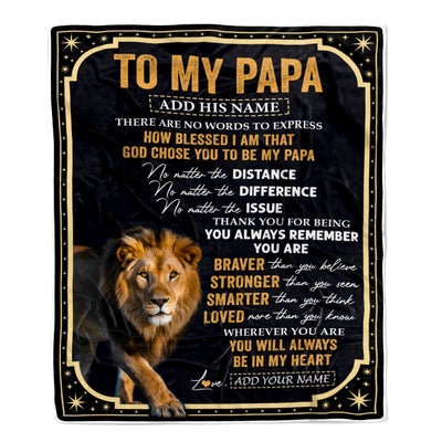 Personalized To My Papa Gifts For Birthday From Grandson Granddaughter Inspirational Lion Gifts For Papa Blanket Birthday Idea Fathers Day Fleece Blanket | siriusteestore