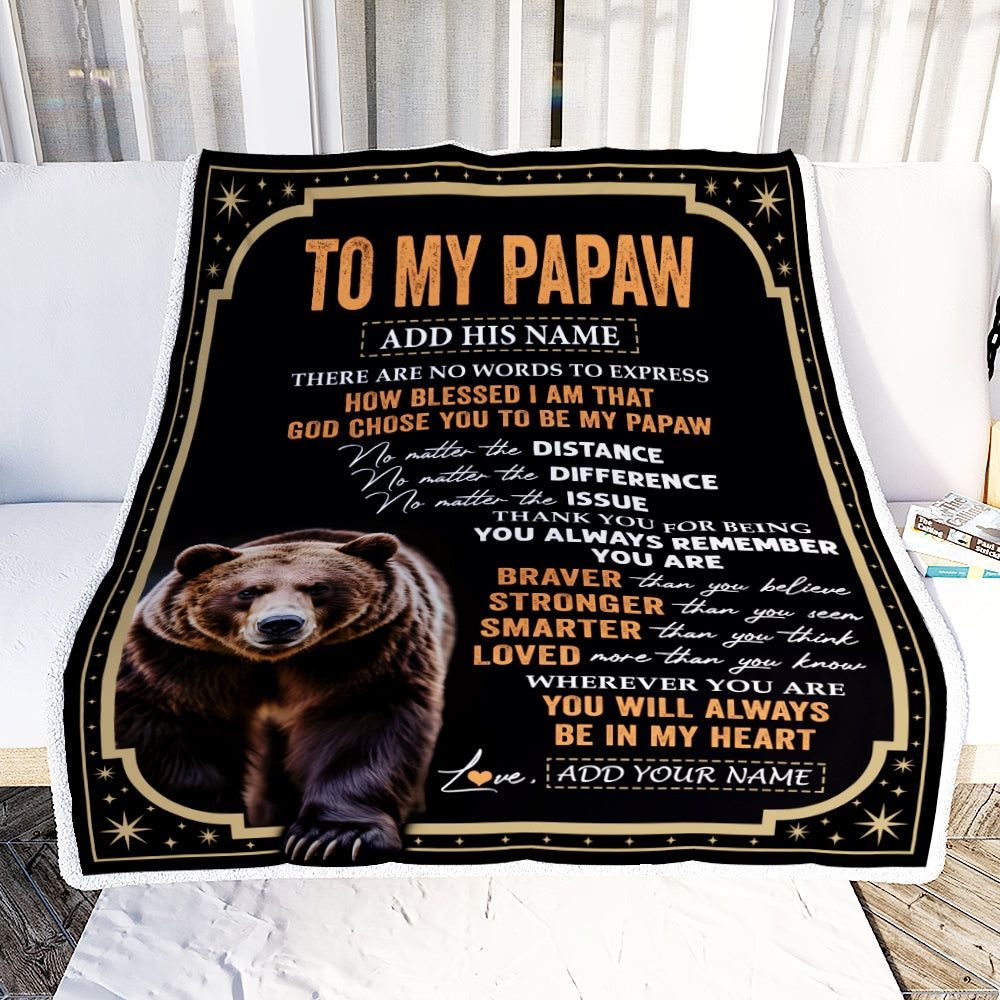Personalized To My Papaw Gifts For Birthday From Grandson Granddaughter Inspirational Bear Gifts For Papaw Blanket Birthday Idea Fathers Day Fleece Blanket | siriusteestore