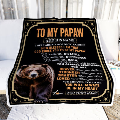 Personalized To My Papaw Gifts For Birthday From Grandson Granddaughter Inspirational Bear Gifts For Papaw Blanket Birthday Idea Fathers Day Fleece Blanket | siriusteestore