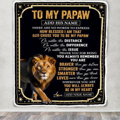 Personalized To My Papaw Gifts For Birthday From Grandson Granddaughter Inspirational Lion Gifts For Papaw Blanket Birthday Idea Fathers Day Fleece Blanket | siriusteestore