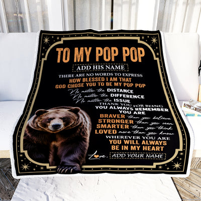 Personalized To My Pop Pop Gifts For Birthday From Grandson Grandkids Inspirational Bear Gifts For Pop Pop Blanket Birthday Idea Fathers Day Fleece Blanket | siriusteestore