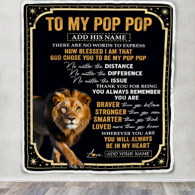 Personalized To My Pop Pop Gifts For Birthday From Grandson Grandkids Inspirational Lion Gifts For Pop Pop Blanket Birthday Idea Fathers Day Fleece Blanket | siriusteestore