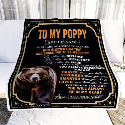 Personalized To My Poppy Gifts For Birthday From Grandson Grandkids Inspirational Bear Gifts For Poppy Blanket Birthday Idea Fathers Day Fleece Blanket | siriusteestore