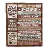 Personalized To My Pops Blanket Fathers Day Pops Gifts From Grandkids Wood Always Remember I Love You Pops Birthday Gifts Christmas Customized Fleece Blanket | siriusteestore
