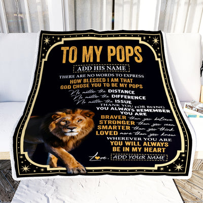 Personalized To My Pops Gifts For Birthday From Grandson Grandkids Inspirational Lion Gifts For Pops Blanket Birthday Idea Fathers Day Fleece Blanket | siriusteestore