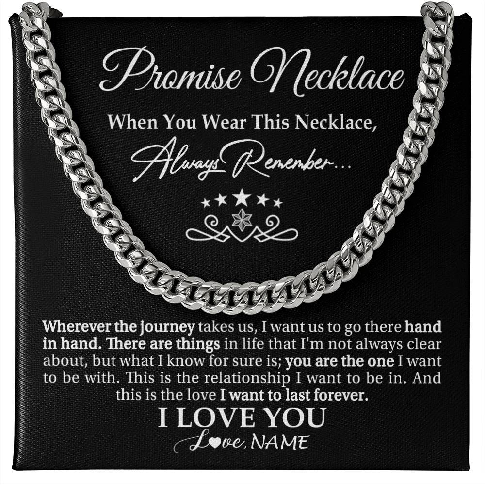 Cuban Link Chain Necklace Stainless Steel | 1 | Personalized To My Promise Necklace For Boyfiend I Love You Gift Ideas For Boyfriend Birthday Anniversary Day Christmas Customized Gift Box Message Card | siriusteestore