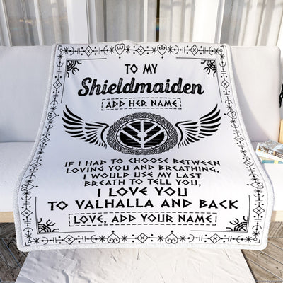 Personalized To My Shieldmaiden Blanket Viking Blanket For Women I Love You Valhalla Gift For Wife Girlfriend Birthday Christmas Custom Fleece Throw Blanket | siriusteestore