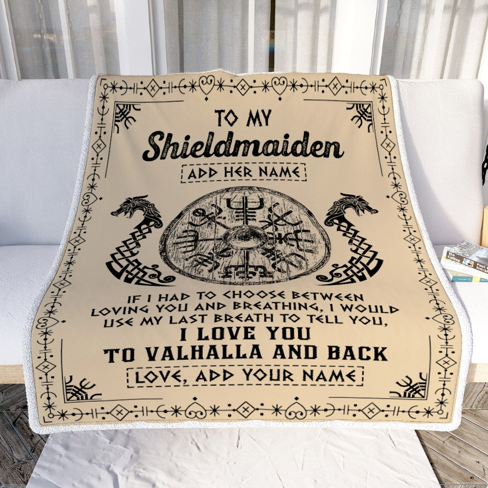 Personalized To My Shieldmaiden Blanket Viking I Love You Valhalla Wife Viking Blanket For Women Girlfriend Birthday Gifts Christmas Custom Fleece Blanket | siriusteestore