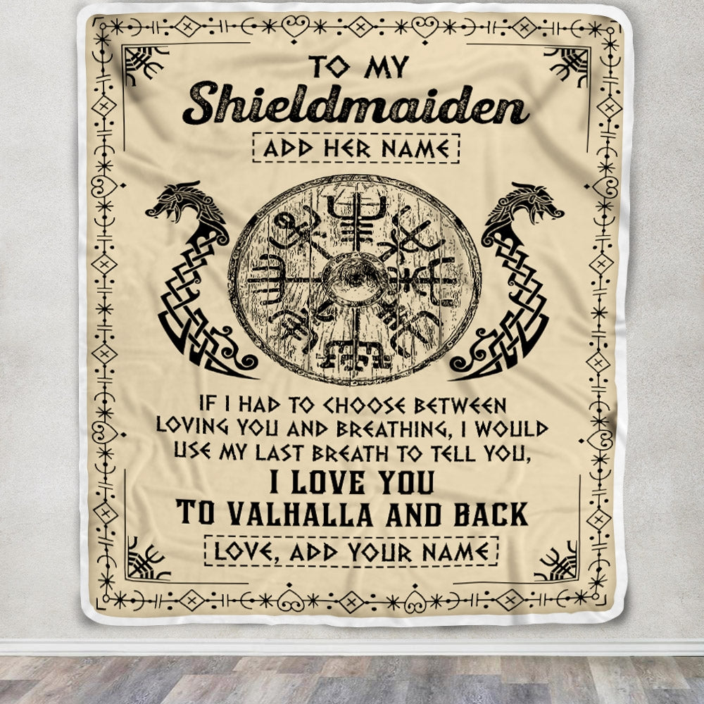 Personalized To My Shieldmaiden Blanket Viking I Love You Valhalla Wife Viking Blanket For Women Girlfriend Birthday Gifts Christmas Custom Fleece Blanket | siriusteestore