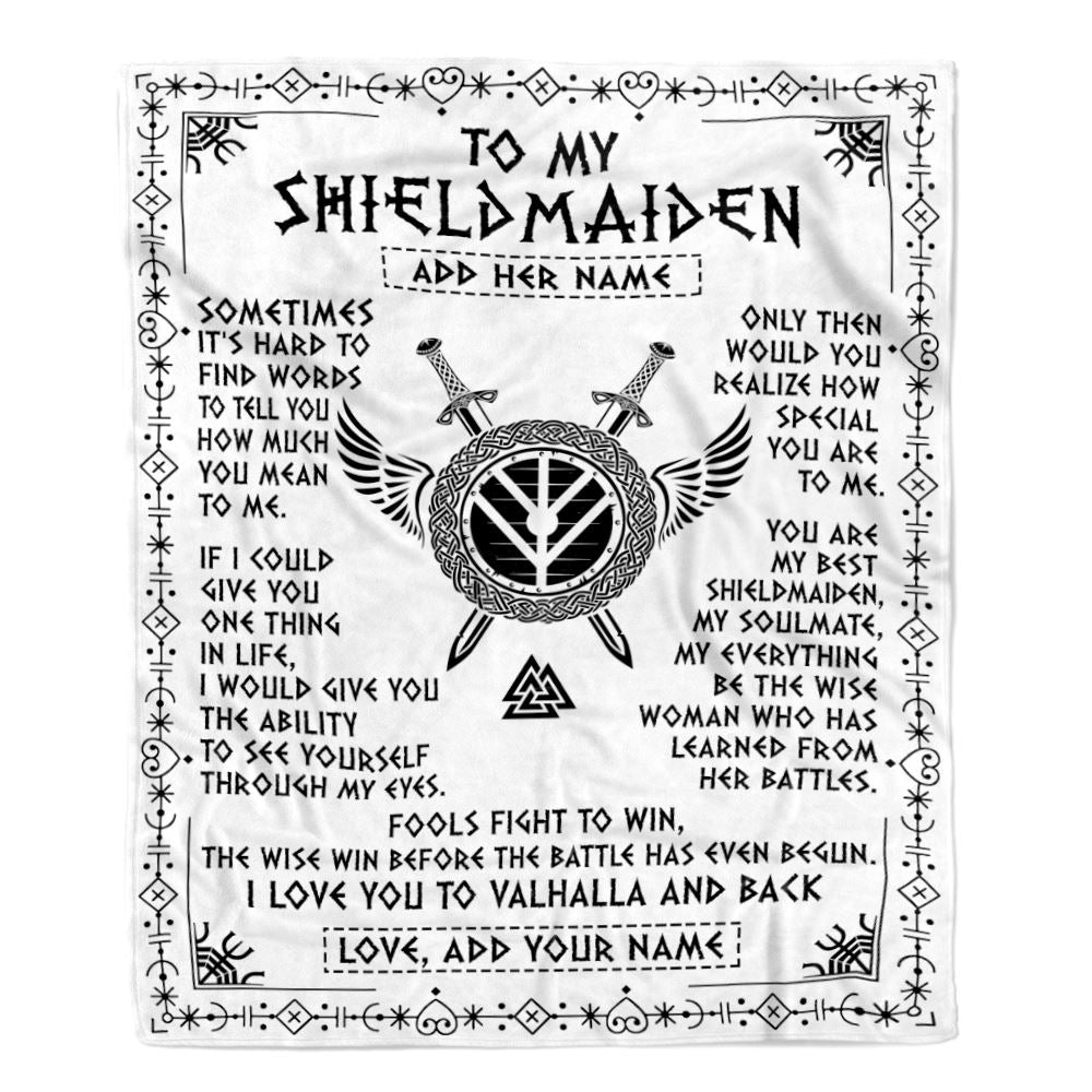 Personalized To My Shieldmaiden Blanket Viking Valhalla Scandinavian For Girlfriend Wife Birthday Gifts Christmas Anniversary Day Custom Fleece Throw Blanket | siriusteestore
