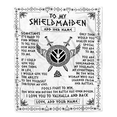 Personalized To My Shieldmaiden Blanket Viking Valhalla Scandinavian For Girlfriend Wife Birthday Gifts Christmas Anniversary Day Custom Fleece Throw Blanket | siriusteestore