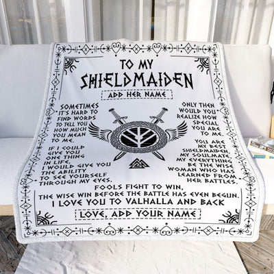 Personalized To My Shieldmaiden Blanket Viking Valhalla Scandinavian For Girlfriend Wife Birthday Gifts Christmas Anniversary Day Custom Fleece Throw Blanket | siriusteestore