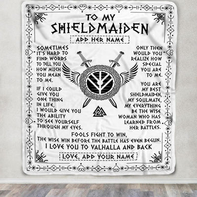 Personalized To My Shieldmaiden Blanket Viking Valhalla Scandinavian For Girlfriend Wife Birthday Gifts Christmas Anniversary Day Custom Fleece Throw Blanket | siriusteestore