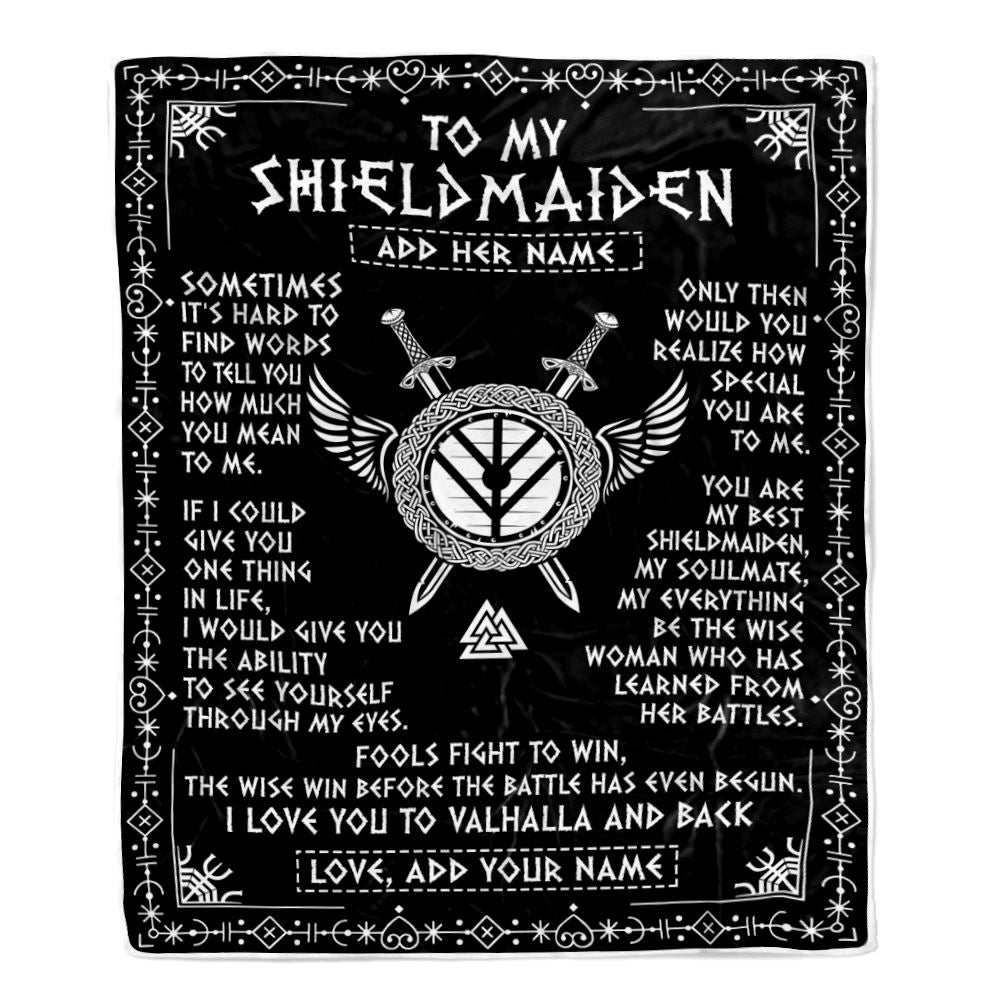 Personalized To My Shieldmaiden Blanket Viking Valhalla Scandinavian For Wife Girlfriend Birthday Gifts Christmas Anniversary Day Custom Fleece Throw Blanket | siriusteestore