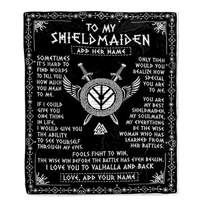 Personalized To My Shieldmaiden Blanket Viking Valhalla Scandinavian For Wife Girlfriend Birthday Gifts Christmas Anniversary Day Custom Fleece Throw Blanket | siriusteestore