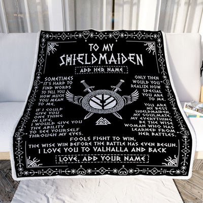Personalized To My Shieldmaiden Blanket Viking Valhalla Scandinavian For Wife Girlfriend Birthday Gifts Christmas Anniversary Day Custom Fleece Throw Blanket | siriusteestore