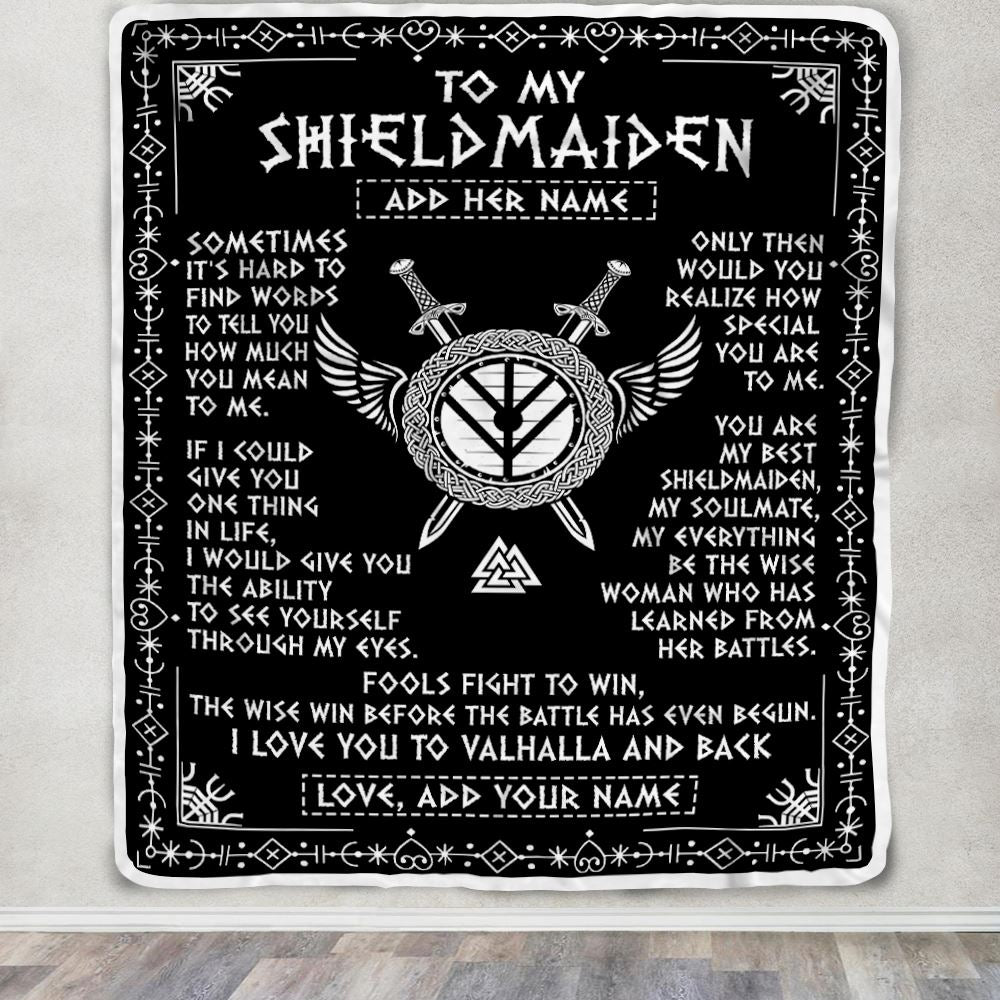 Personalized To My Shieldmaiden Blanket Viking Valhalla Scandinavian For Wife Girlfriend Birthday Gifts Christmas Anniversary Day Custom Fleece Throw Blanket | siriusteestore