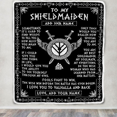 Personalized To My Shieldmaiden Blanket Viking Valhalla Scandinavian For Wife Girlfriend Birthday Gifts Christmas Anniversary Day Custom Fleece Throw Blanket | siriusteestore