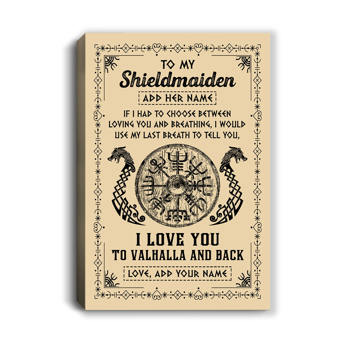 Personalized To My Shieldmaiden Canvas Viking I Love You Valhalla Wife Viking For Women Girlfriend Birthday Gifts Valentines Christmas Customized Wall Art Framed Canvas | siriusteestore
