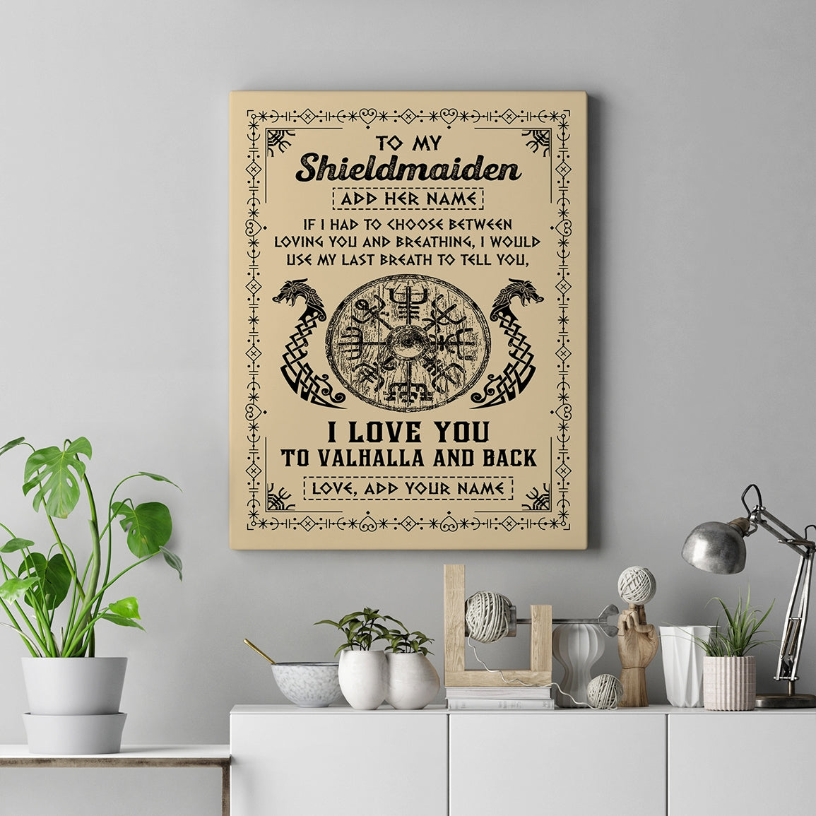Personalized To My Shieldmaiden Canvas Viking I Love You Valhalla Wife Viking For Women Girlfriend Birthday Gifts Valentines Christmas Customized Wall Art Framed Canvas | siriusteestore