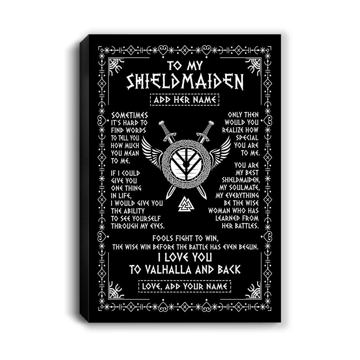 Personalized To My Shieldmaiden Gifts Canvas Viking Valhalla Scandinavian For Girlfriend Wife Birthday Gifts Christmas Wall Decor Art Print Framed Canvas | siriusteestore