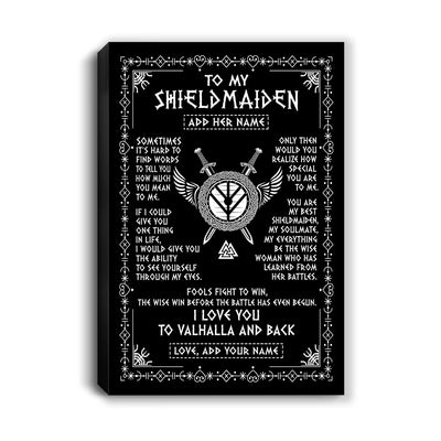 Personalized To My Shieldmaiden Gifts Canvas Viking Valhalla Scandinavian For Girlfriend Wife Birthday Gifts Christmas Wall Decor Art Print Framed Canvas | siriusteestore