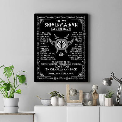 Personalized To My Shieldmaiden Gifts Canvas Viking Valhalla Scandinavian For Girlfriend Wife Birthday Gifts Christmas Wall Decor Art Print Framed Canvas | siriusteestore