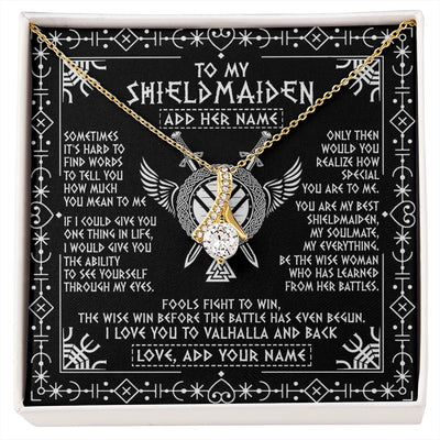 Alluring Beauty Necklace 18K Yellow Gold Finish | 1 | Personalized To My Shieldmaiden Gifts Necklace Viking Valhalla Scandinavian For Girlfriend Wife Custom Birthday Romantic Jewelry Gift Box Message Card | https://siriusteestore.