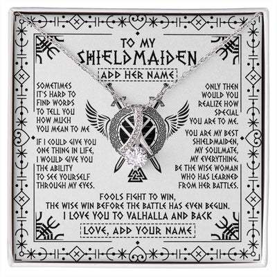 Alluring Beauty Necklace 14K White Gold Finish | 1 | Personalized To My Shieldmaiden Gifts Necklace Viking Valhalla Scandinavian For Wife Girlfriend Custom Anniversary Birthday Jewelry Gift Box Message Card | https://siriusteestore.