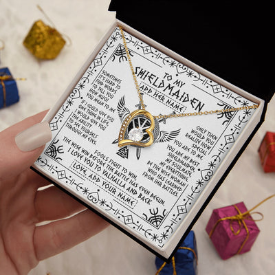Forever Love Necklace 18K Yellow Gold Finish | 2 | Personalized To My Shieldmaiden Gifts Necklace Viking Valhalla Scandinavian For Wife Girlfriend Custom Anniversary Birthday Jewelry Gift Box Message Card | https://siriusteestore.
