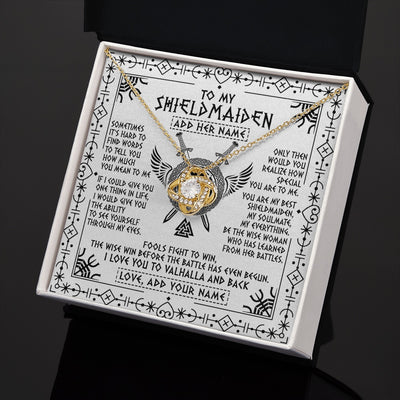Love Knot Necklace 18K Yellow Gold Finish | 2 | Personalized To My Shieldmaiden Gifts Necklace Viking Valhalla Scandinavian For Wife Girlfriend Custom Anniversary Birthday Jewelry Gift Box Message Card | https://siriusteestore.