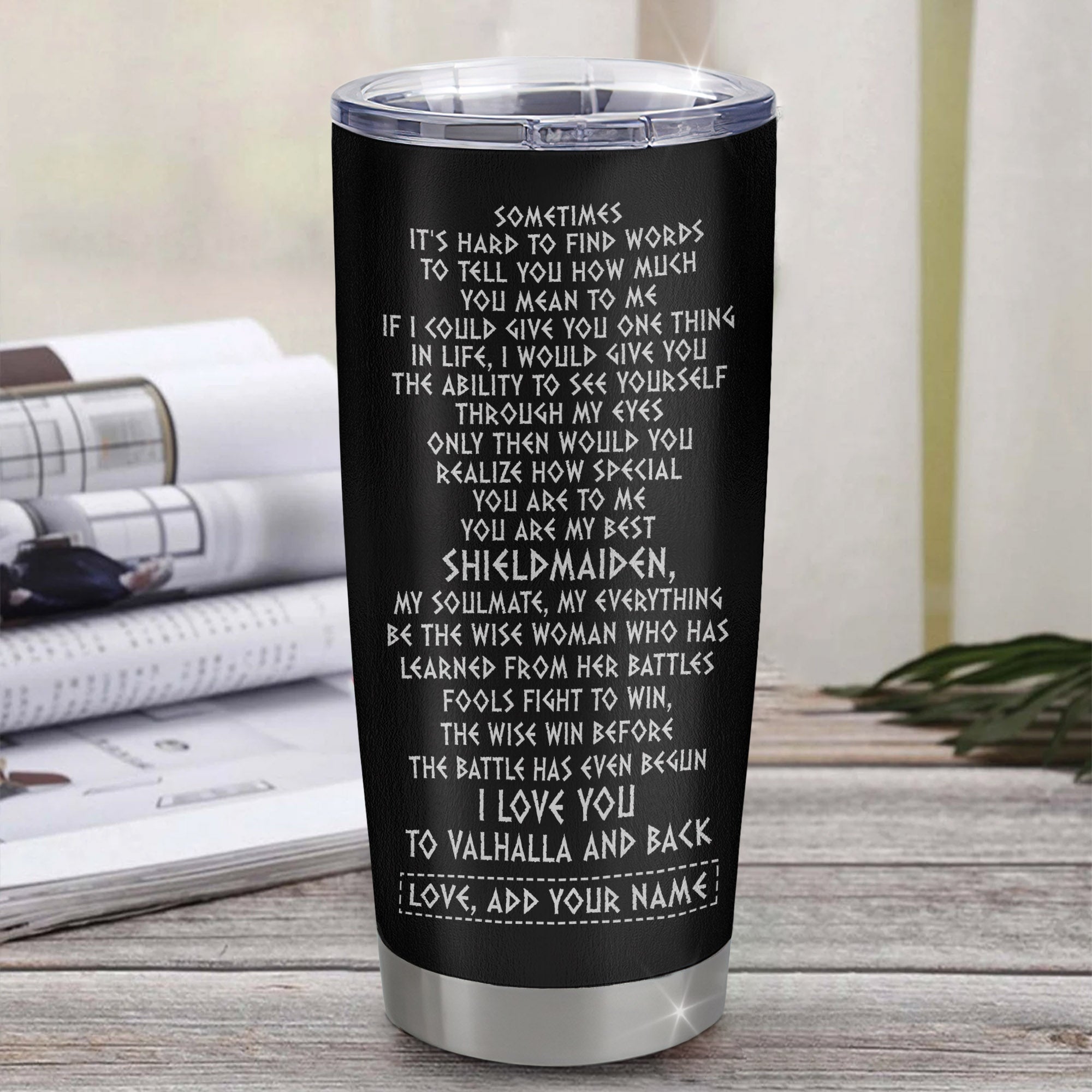 Personalized To My Shieldmaiden Gifts Tumbler Viking Valhalla Scandinavian For Girlfriend Wife Birthday Gifts Christmas Unique Travel Custom Stainless Steel Mug | siriusteestore