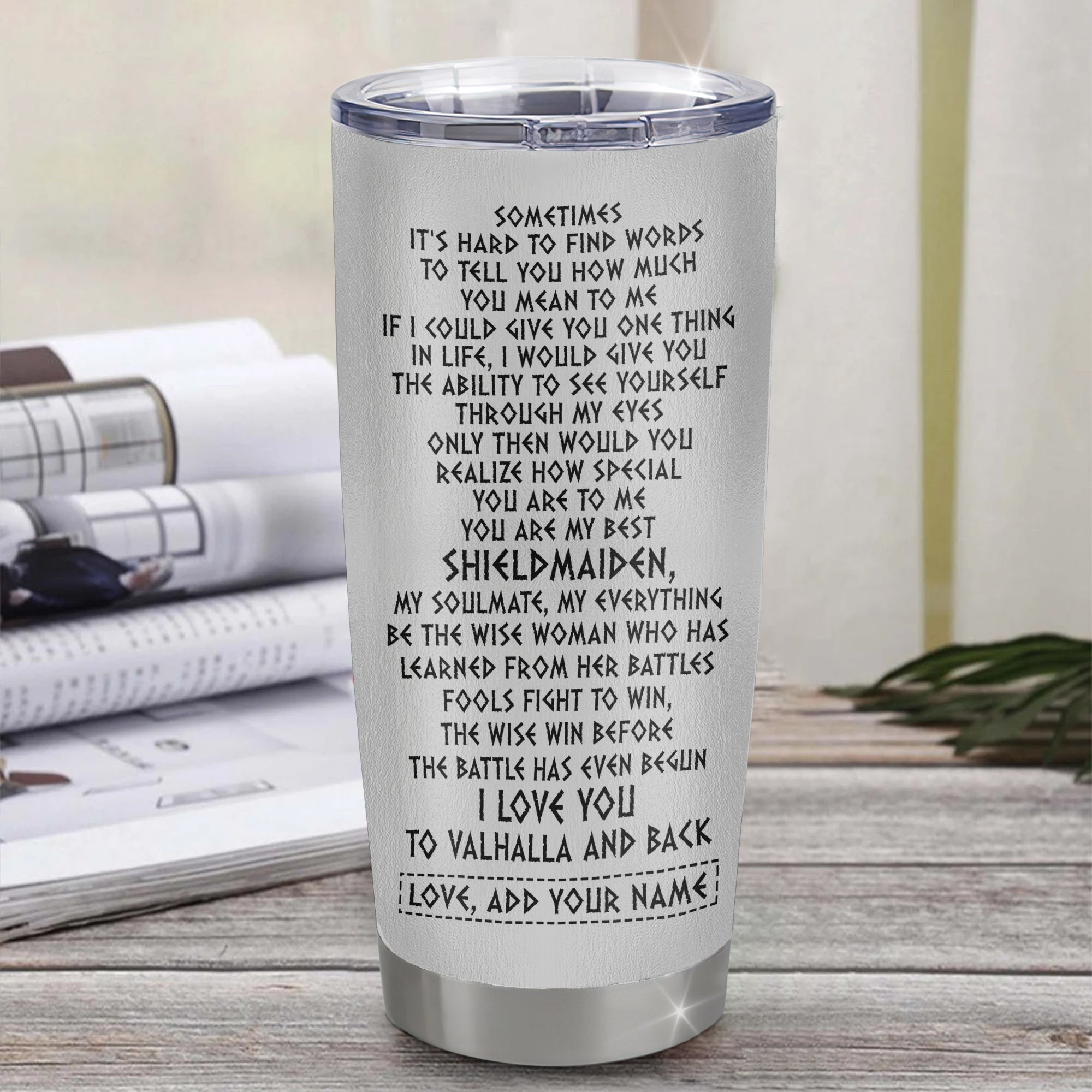 Personalized To My Shieldmaiden Gifts Tumbler Viking Valhalla Scandinavian For Wife Girlfriend Christmas Birthday Gifts Anniversary Custom Stainless Steel Mug | siriusteestore