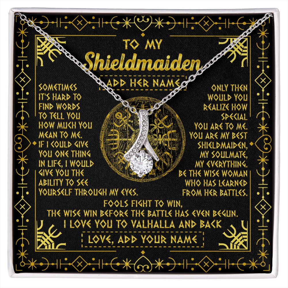 Alluring Beauty Necklace 14K White Gold Finish | 1 | Personalized To My Shieldmaiden Necklace I Love You To Valhalla And Back Viking Jewelry Women Birthday Wife Daughter Anniversary Custom Gift Box Message Card | https://siriusteestore.