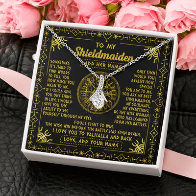 Alluring Beauty Necklace 14K White Gold Finish | 2 | Personalized To My Shieldmaiden Necklace I Love You To Valhalla And Back Viking Jewelry Women Birthday Wife Daughter Anniversary Custom Gift Box Message Card | https://siriusteestore.