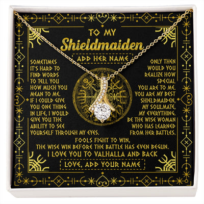 Alluring Beauty Necklace 18K Yellow Gold Finish | 1 | Personalized To My Shieldmaiden Necklace I Love You To Valhalla And Back Viking Jewelry Women Birthday Wife Daughter Anniversary Custom Gift Box Message Card | https://siriusteestore.