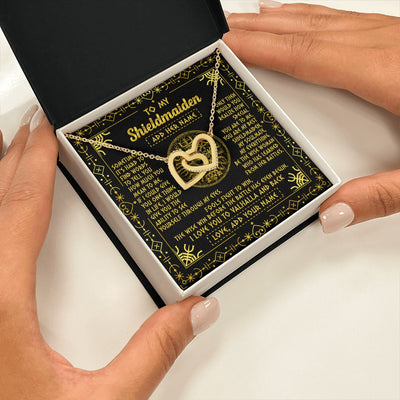 Interlocking Hearts Necklace 18K Yellow Gold Finish | 2 | Personalized To My Shieldmaiden Necklace I Love You To Valhalla And Back Viking Jewelry Women Birthday Wife Daughter Anniversary Custom Gift Box Message Card | https://siriusteestore.