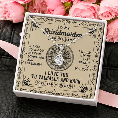 Alluring Beauty Necklace 14K White Gold Finish | 2 | Personalized To My Shieldmaiden Necklace Viking I Love You Valhalla Wife Viking Jewelry For Women Daughter Birthday Gifts Christmas Gift Box Message Card | siriusteestore.myshopify