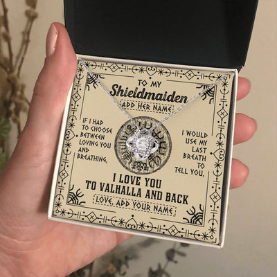 Love Knot Necklace 14K White Gold Finish | 2 | Personalized To My Shieldmaiden Necklace Viking I Love You Valhalla Wife Viking Jewelry For Women Daughter Birthday Gifts Christmas Gift Box Message Card | siriusteestore.myshopify
