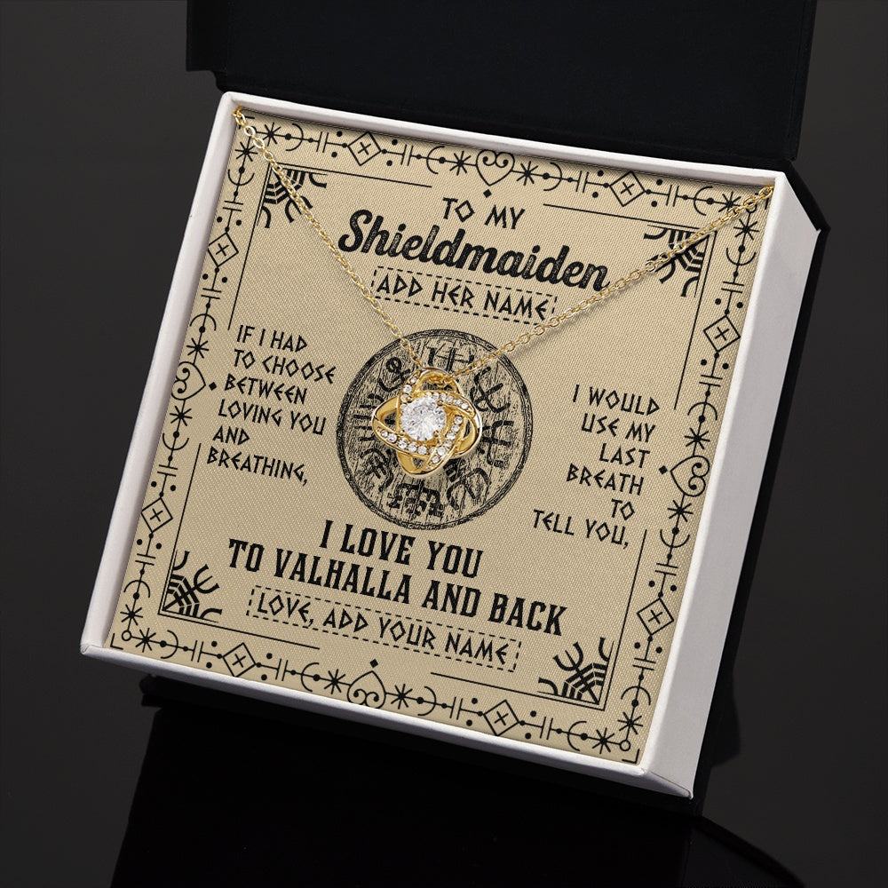 Love Knot Necklace 18K Yellow Gold Finish | 2 | Personalized To My Shieldmaiden Necklace Viking I Love You Valhalla Wife Viking Jewelry For Women Daughter Birthday Gifts Christmas Gift Box Message Card | siriusteestore.myshopify