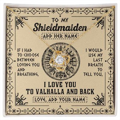 Love Knot Necklace 18K Yellow Gold Finish | 1 | Personalized To My Shieldmaiden Necklace Viking I Love You Valhalla Wife Viking Jewelry For Women Daughter Birthday Gifts Christmas Gift Box Message Card | siriusteestore.myshopify