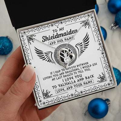 Forever Love Necklace 14K White Gold Finish | 2 | Personalized To My Shieldmaiden Necklace Viking Jewelry For Women I Love You Valhalla Gift For Wife Girlfriend Birthday Christmas Custom Gift Box Message Card | https://siriusteestore.