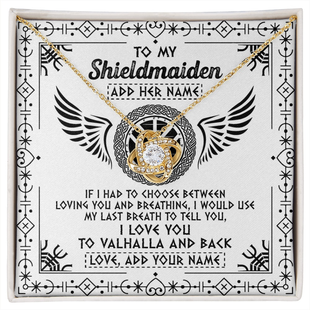 Love Knot Necklace 18K Yellow Gold Finish | 1 | Personalized To My Shieldmaiden Necklace Viking Jewelry For Women I Love You Valhalla Gift For Wife Girlfriend Birthday Christmas Custom Gift Box Message Card | https://siriusteestore.